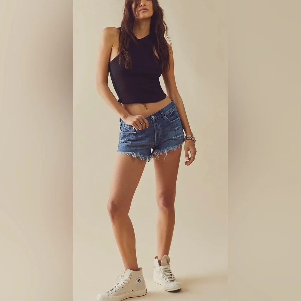 Free People We The Free Good Vibrations High Rise Cut Off Shorts Size 31 - Picture 2 of 10